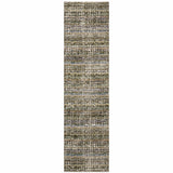 8' Gray And Ivory Abstract Runner Rug