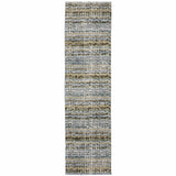 12' Blue Green And Teal Abstract Runner Rug