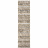 12' Ivory And Gray Abstract Runner Rug