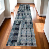 12' Blue Geometric Runner Rug