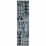12' Blue Geometric Runner Rug