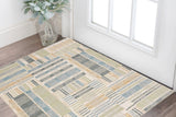 2' X 3' Blue And Green Geometric Area Rug