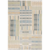 2' X 3' Blue And Green Geometric Area Rug