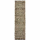 8' Blue And Silver Geometric Runner Rug