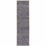 8' Blue And Ivory Runner Rug