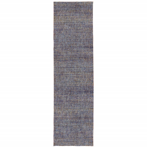 8' Blue And Ivory Runner Rug