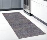 8' Blue And Ivory Runner Rug