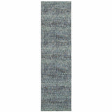 12' Blue Gray And Silver Runner Rug