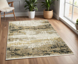 4' X 6' Gray and Black Abstract Power Loom Area Rug With Fringe