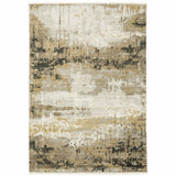 4' X 6' Gray and Black Abstract Power Loom Area Rug With Fringe