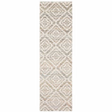 2' X 8' Grey Pink And Sage Geometric Power Loom Stain Resistant Runner Rug
