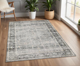 4' X 6' Gray and Ivory Oriental Non Skid Area Rug