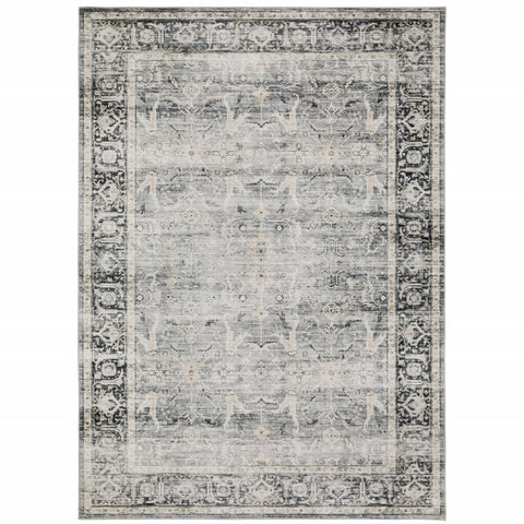 4' X 6' Gray and Ivory Oriental Non Skid Area Rug