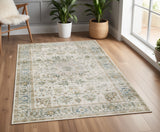 4' X 6' Blue and Gray Oriental Non Skid Area Rug
