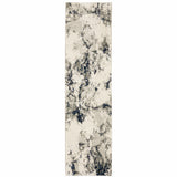 12' Gray Black And Ivory Abstract Runner Rug