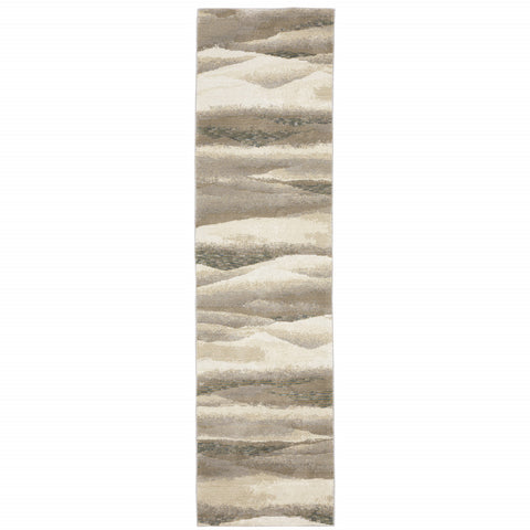 8' Blue And Gray Abstract Runner Rug