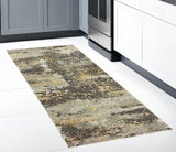 8' Gray And Ivory Abstract Runner Rug