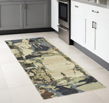 8' Blue And Gray Abstract Runner Rug