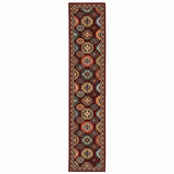 12' Red And Ivory Genuine Wool Oriental Runner Rug With Fringe