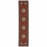 12' Blue And Red Genuine Wool Oriental Runner Rug With Fringe