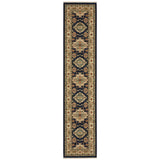 12' Blue and Orange Oriental Power Loom Runner Rug