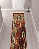 12' Red And Ivory Genuine Wool Oriental Runner Rug With Fringe