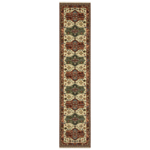 12' Red and Ivory Oriental Power Loom Runner Rug