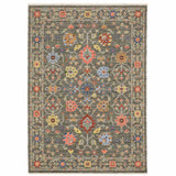 12' Gray And Ivory Genuine Wool Oriental Runner Rug With Fringe