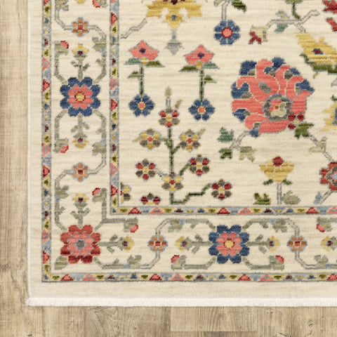 12' Orange And Ivory Genuine Wool Oriental Runner Rug With Fringe