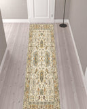 12' Gray And Ivory Genuine Wool Oriental Runner Rug With Fringe