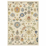 12' Blue And Ivory Genuine Wool Oriental Runner Rug With Fringe