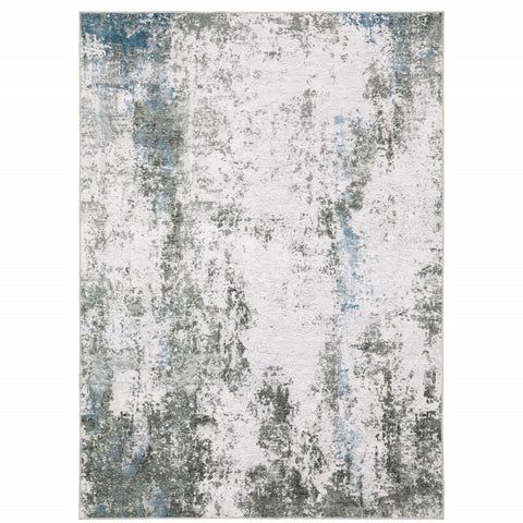 4' X 6' Silver and Gray Abstract Non Skid Area Rug
