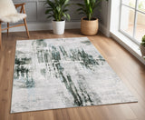 4' X 6' Silver and Gray Abstract Non Skid Area Rug