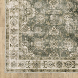 8' X 10' Green And Ivory Oriental Area Rug