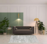 5' X 7' Sage Green Grey Ivory And Silver Oriental Printed Stain Resistant Non Skid Area Rug