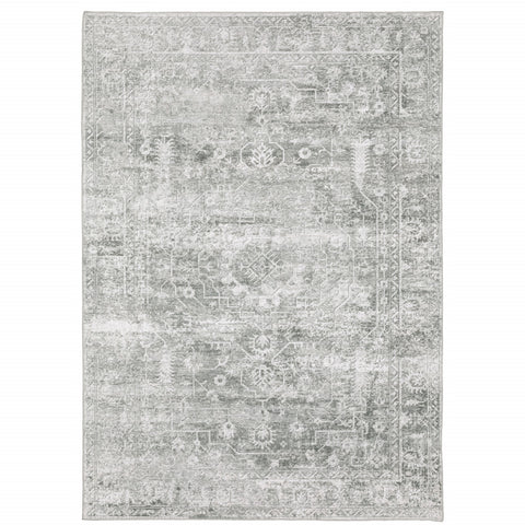 8' X 10' Sage Green Oriental Non Skid Area Rug