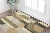 3' X 5' Brown and Ivory Geometric Power Loom Area Rug