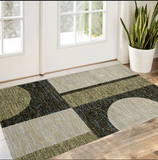 3' X 5' Blue and Beige Geometric Power Loom Area Rug