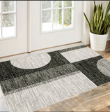 3' X 5' Gray and Ivory Geometric Power Loom Area Rug
