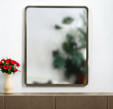39" Dark Brown Solid Wood Framed Accent Mirror