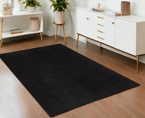 4' X 6' Black Shag Tufted Handmade Area Rug
