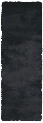 6' Black Shag Hand Tufted Runner Rug