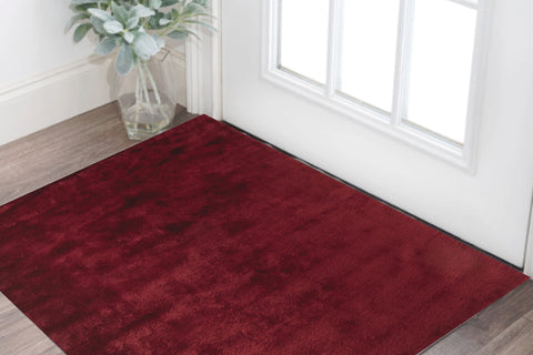 2' X 3' Red And Purple Shag Tufted Handmade Area Rug