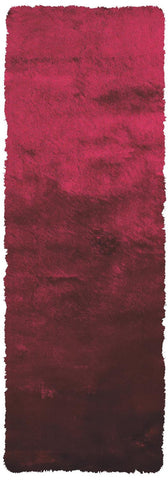 6' Red And Purple Shag Hand Tufted Runner Rug