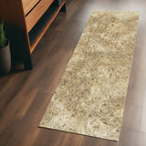 6' Taupe Shag Hand Tufted Runner Rug