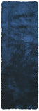 6' Blue And Black Shag Hand Tufted Runner Rug