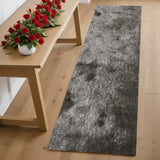 6' Gray And Black Shag Hand Tufted Runner Rug