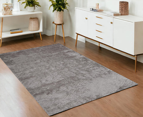 4' X 6' Gray And Silver Shag Tufted Handmade Area Rug