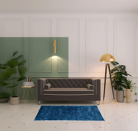 4' X 6' Blue And Green Shag Tufted Handmade Area Rug