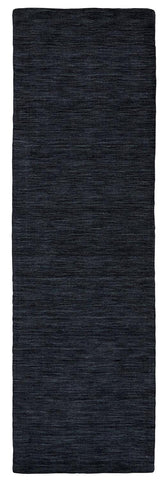 8' Black Hand Woven Runner Rug